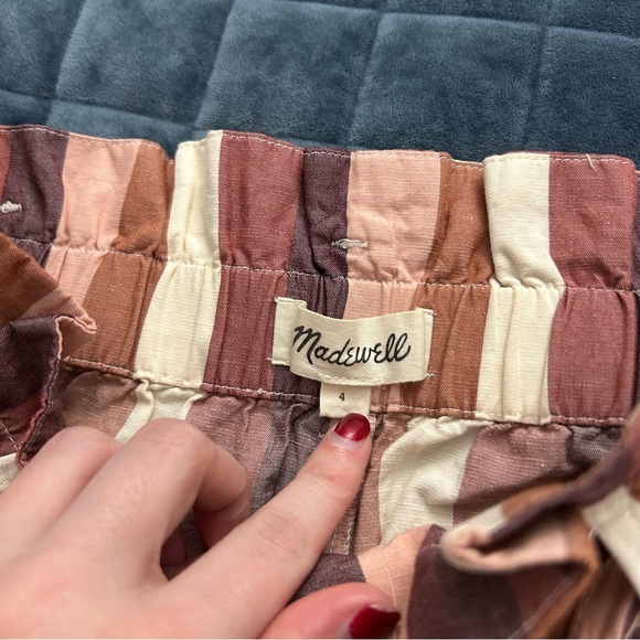 Madewell High Rise Belted Paperbag Shorts in Rainbow Stripe - Picture 6 of 7